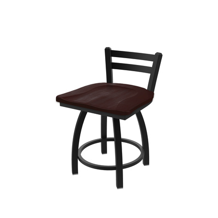 HOLLAND BAR STOOL CO 18" Low Back Swivel Vanity Stool, Black Wrinkle, Dark Cherry Maple Seat 41118BWDCMpl